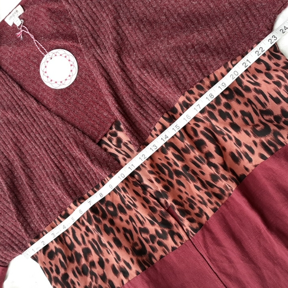 UMGEE S/M Animal Print Linen Blend Raw Hem Bell Sleeve Open Front Cardigan - Picture 9 of 16